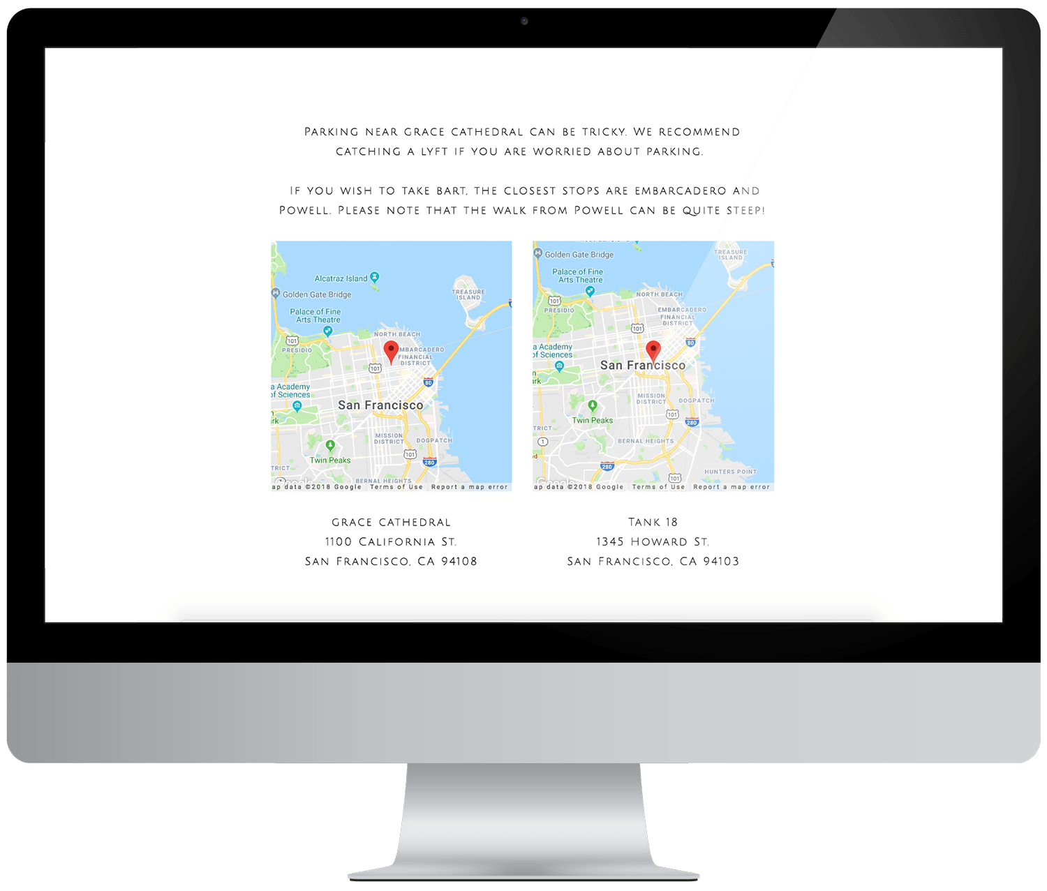 a mockup of an imac computer with google maps on a squarespace wedding website template