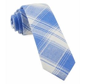 light blue and white plaid tie