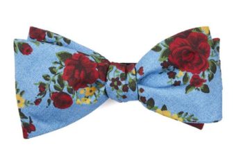 light blue bow tie with roses