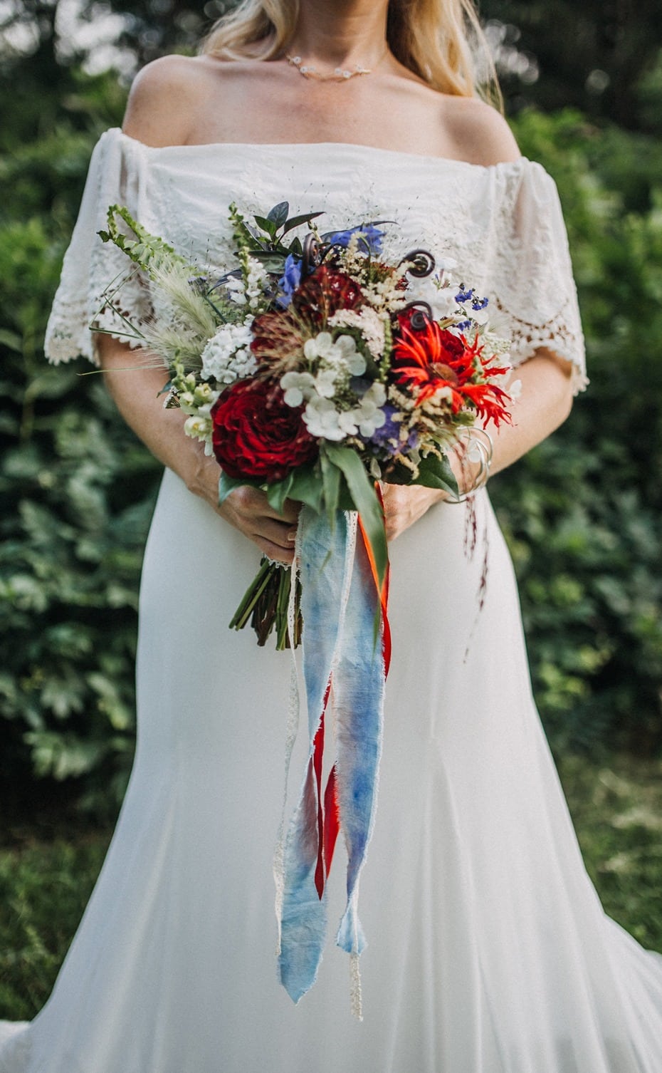 moody, textured hand-tied bridal bouquet