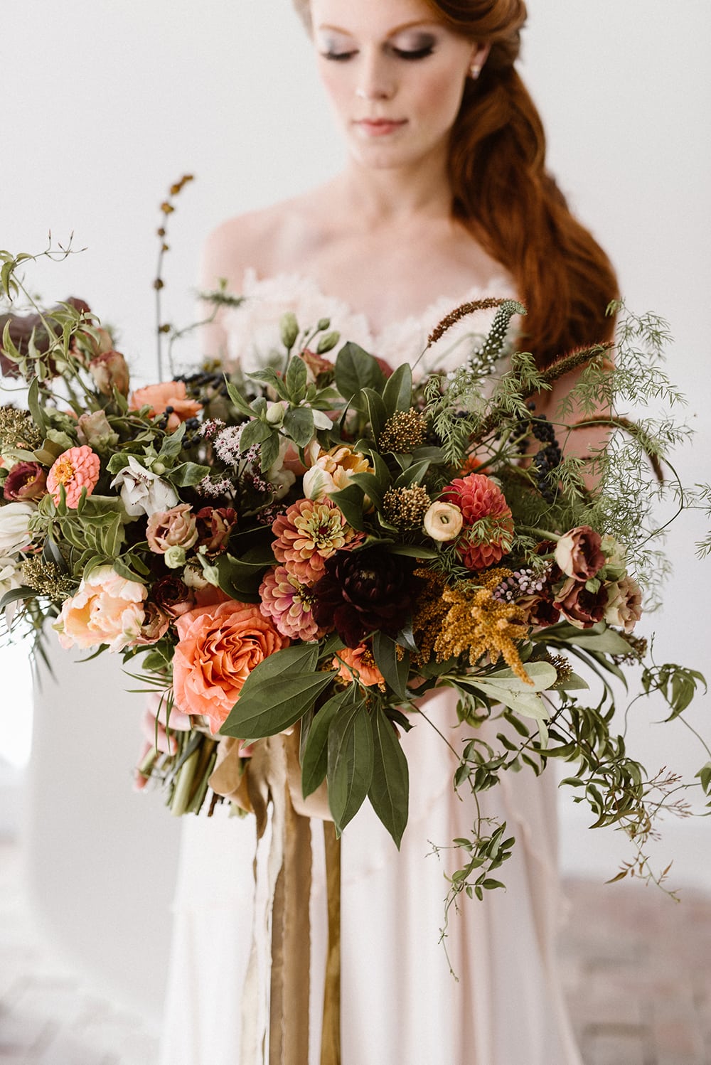 asymmetrical harvest bridal bouquet