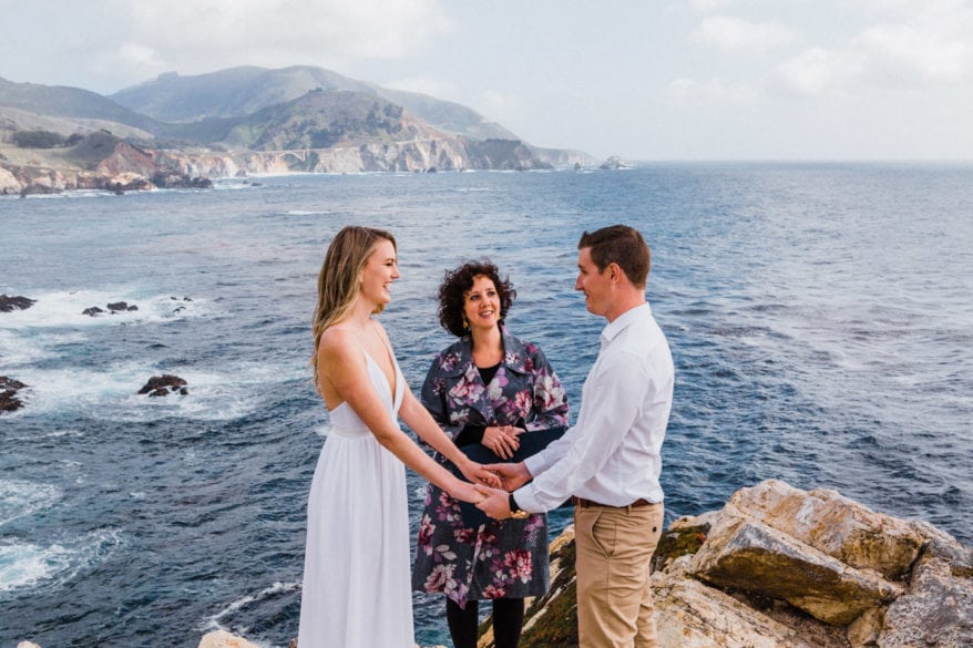 An intimate wedding ceremony on a cliff.