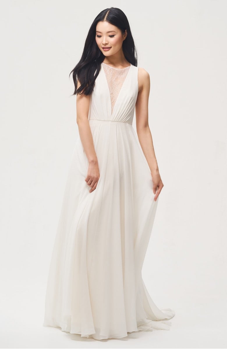 Elley Womens Lace Two Piece Sleeveless Beach Wedding Dress White US16 