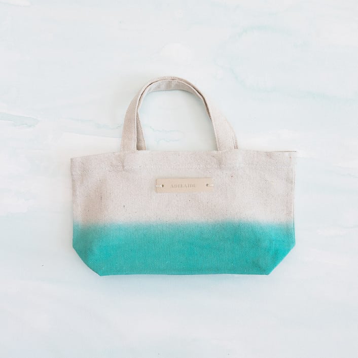 seafoam green dip-dyed personalized tote from Minted