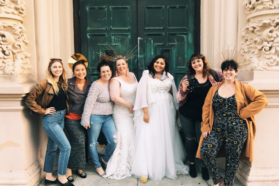 Lace & Liberty + APW Plus Sized Wedding Dress Shoot group photo