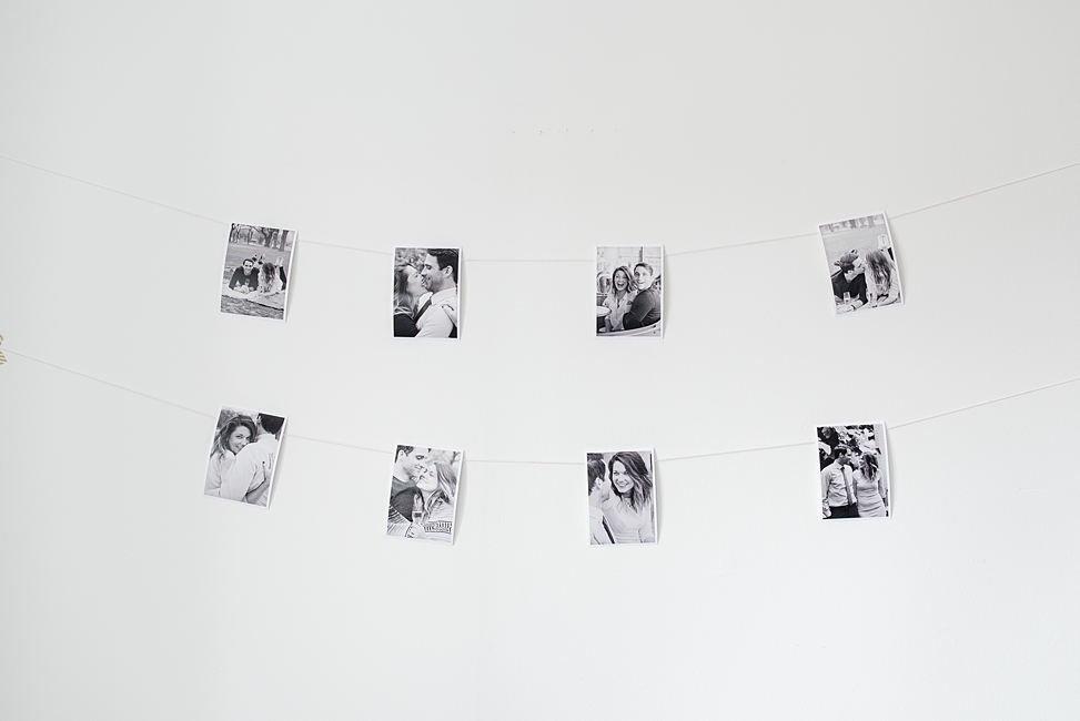 Photos on the wall of the happy couple for the Toast-themed bridal shower at Bureau co-working and event space