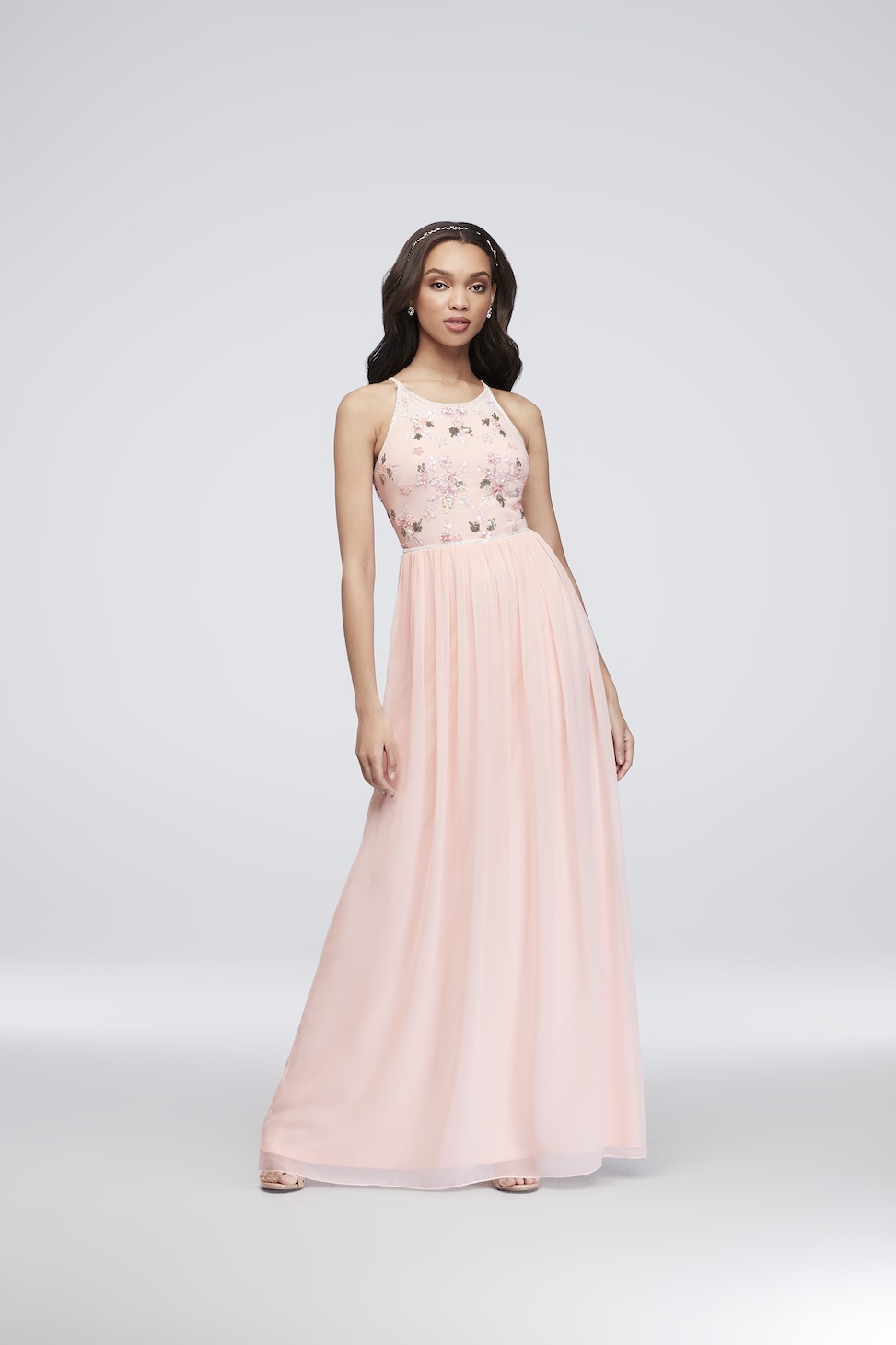 product image of a blush embroidered bridesmaid dress from david's bridal