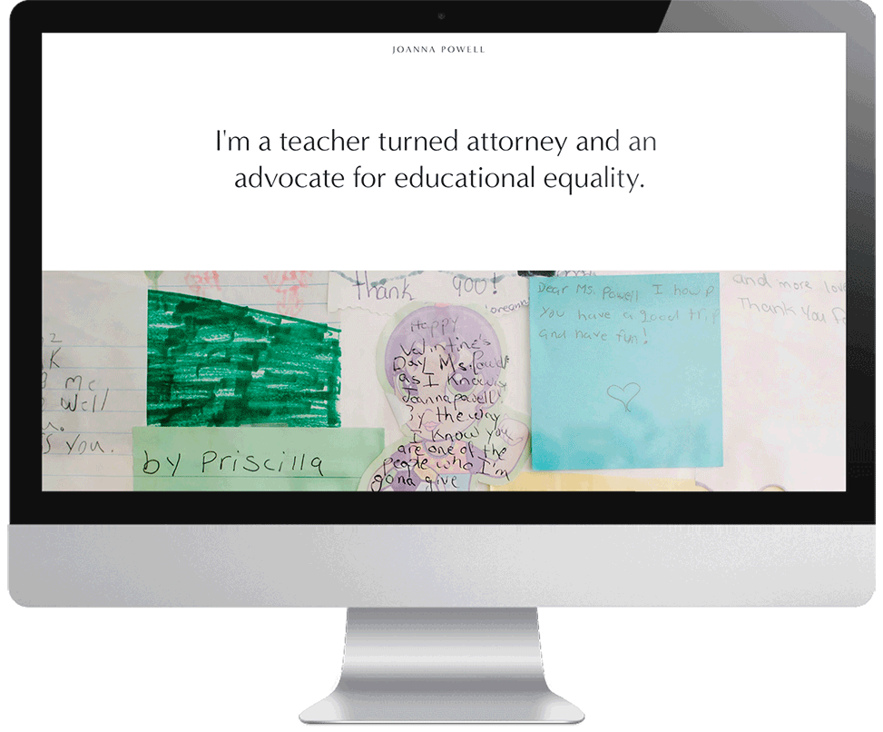 A Squarespace website designed for Joanna Powell as seen on an Apple computer screen