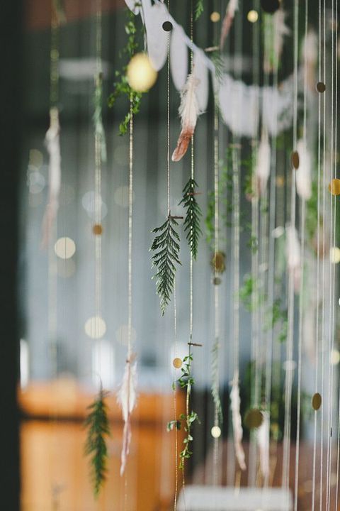 strings of fir sprigs hanging
