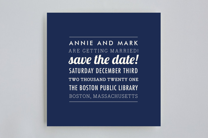 Minted midnight blue save the date