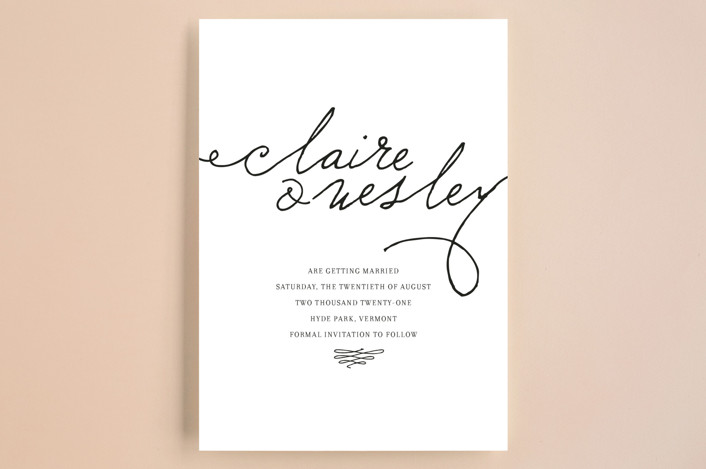 Minted save the date with cursive handwriting