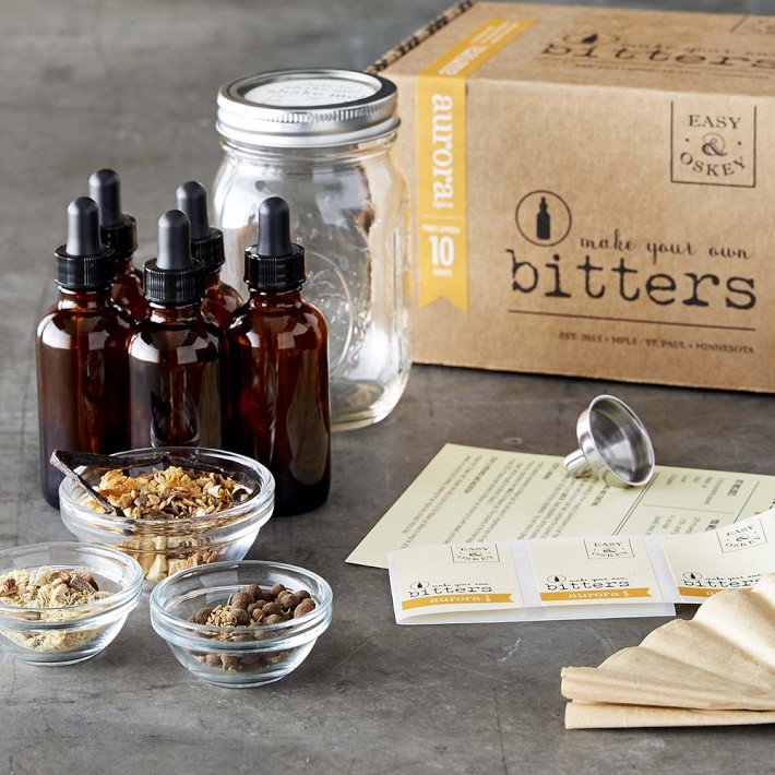 best gift basket for at-home bartenders filled with DIY bitters supplies