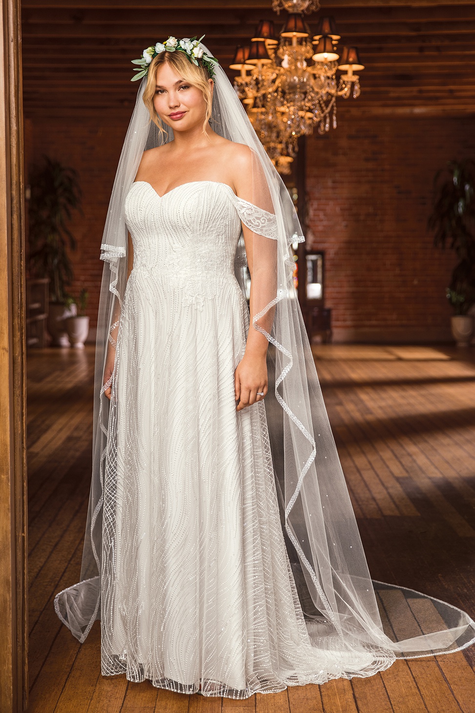 off the shoulder plus size wedding dress from beloved by casablanca bridal