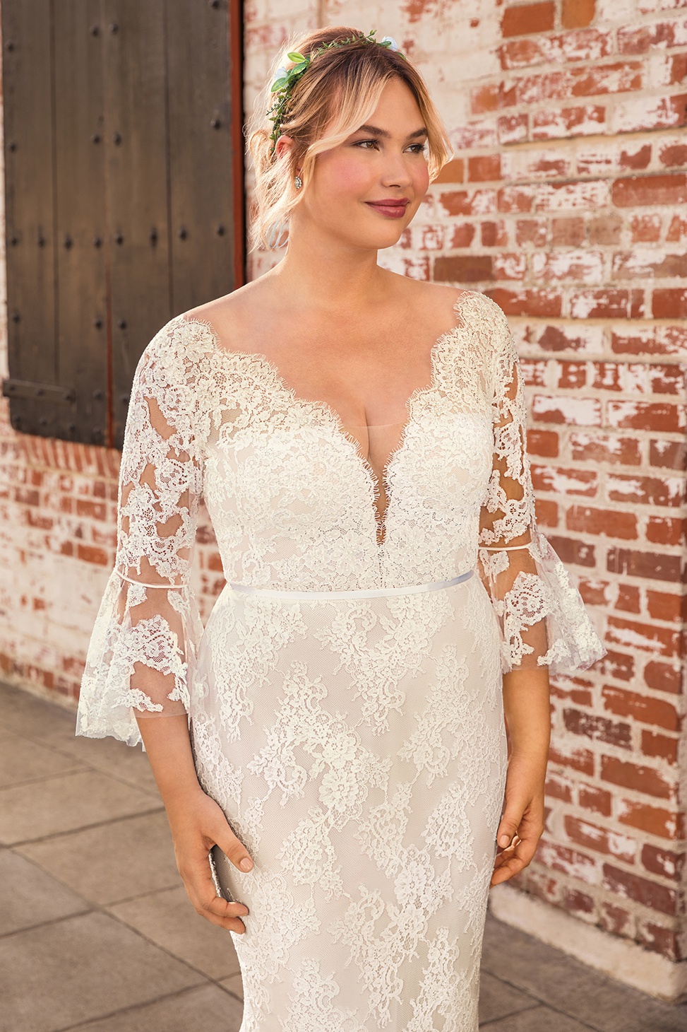 long sleeve lace plus size wedding dress from beloved by casablanca bridal