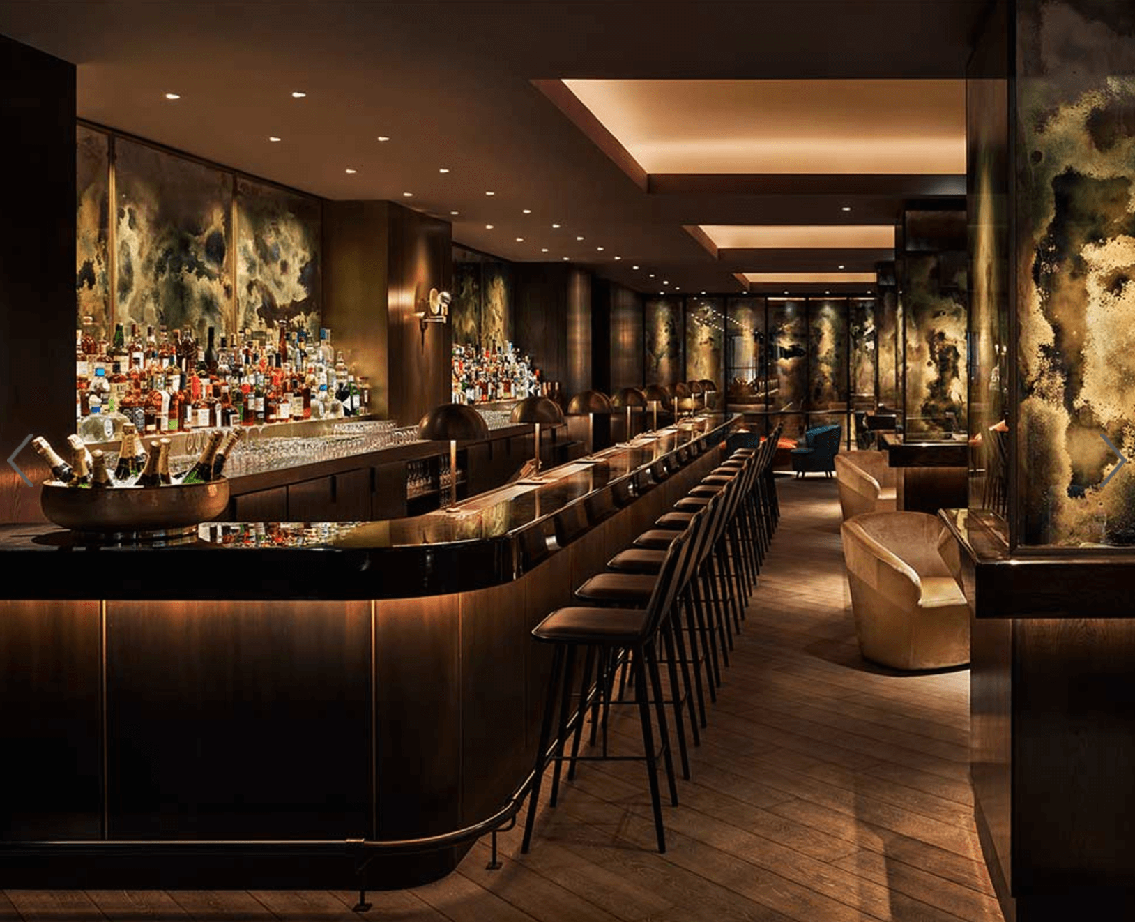 engagement party ideas for a party at the elegant and glamorous New York 11 Howard hotel bar interior