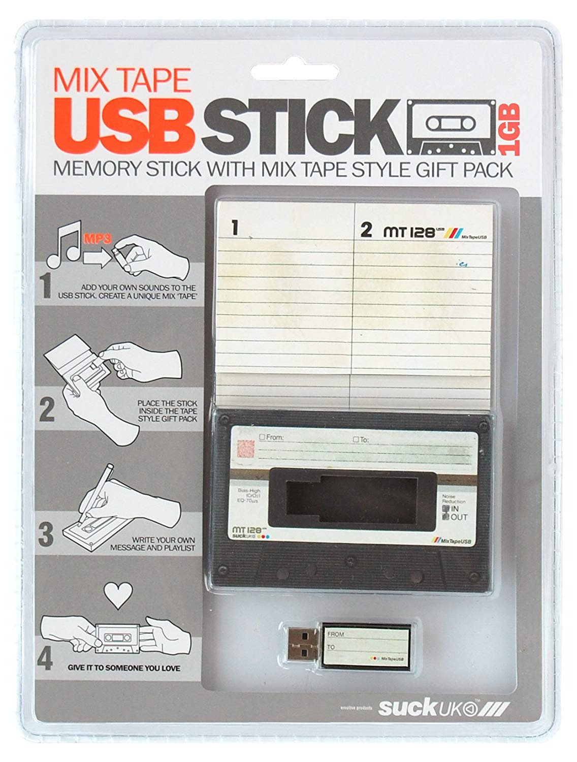 Package of mixed tape with USB drive.