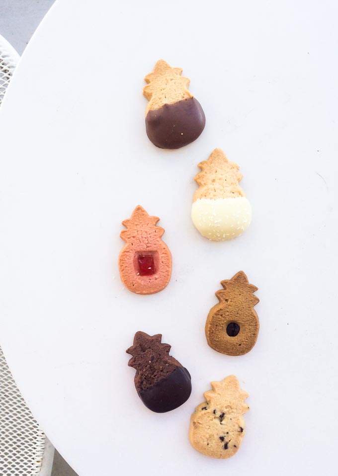 pineapple shaped cookies on a white table