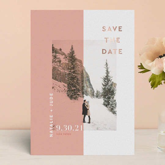 Slice Foil Pressed save the date from Minted