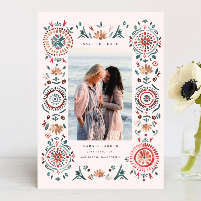Boho Bright save the date from Minted
