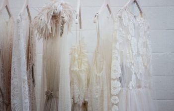 Wedding Dresses hanging on a rack