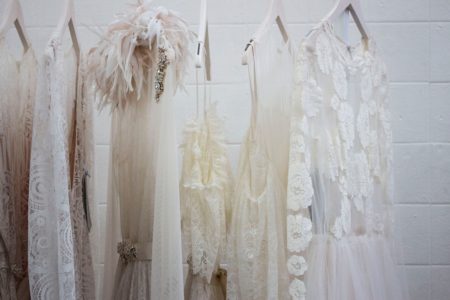 Wedding Dresses hanging on a rack