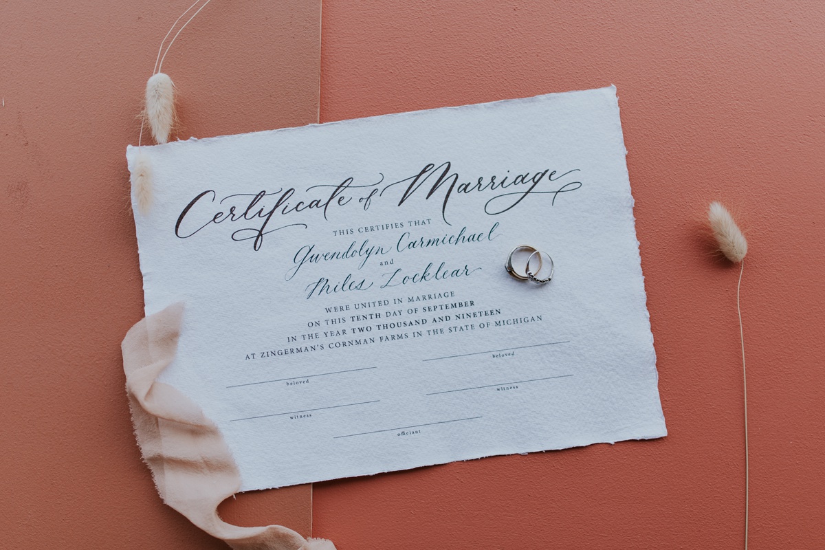 Photo of a certificate of marriage