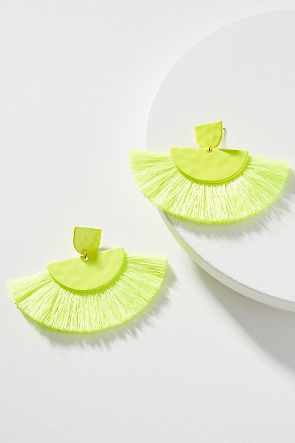 lime green earrings cut like kiwi fruit