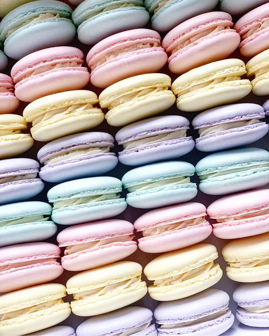 Pastel colored macarons.