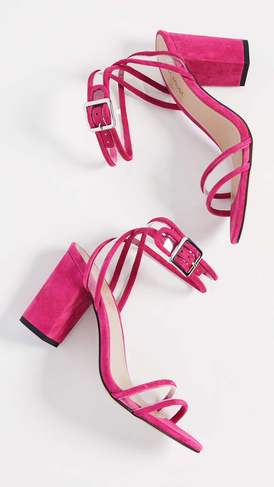Pink felt platform heels