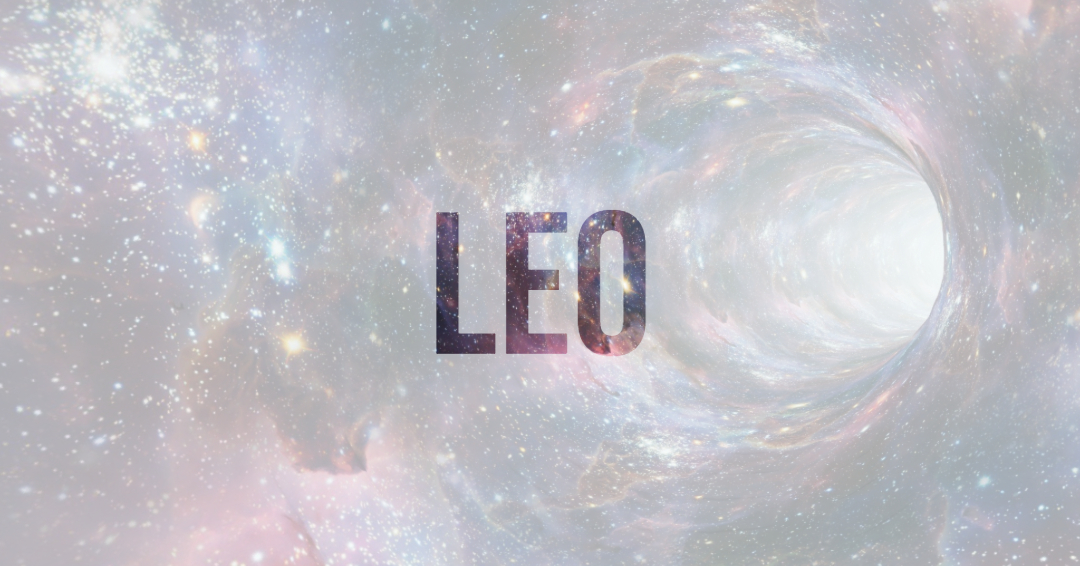 Leo on a backdrop of a wormhole in the universe