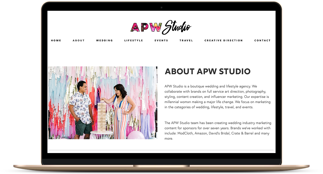 Screen shot of APW Studio website on a laptop