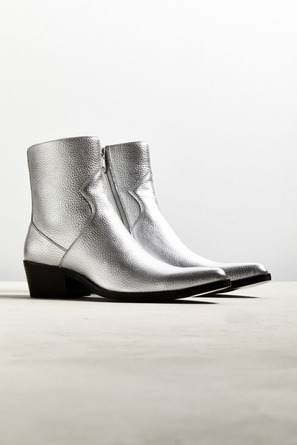 Metallic colored boots.