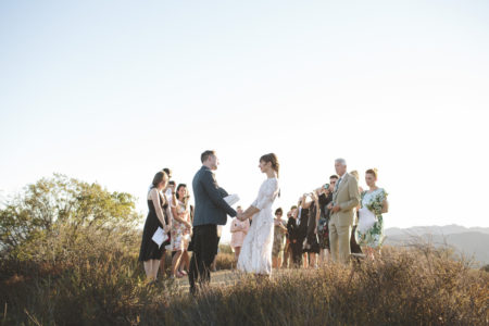 Couple getting married on top of a hill in LA