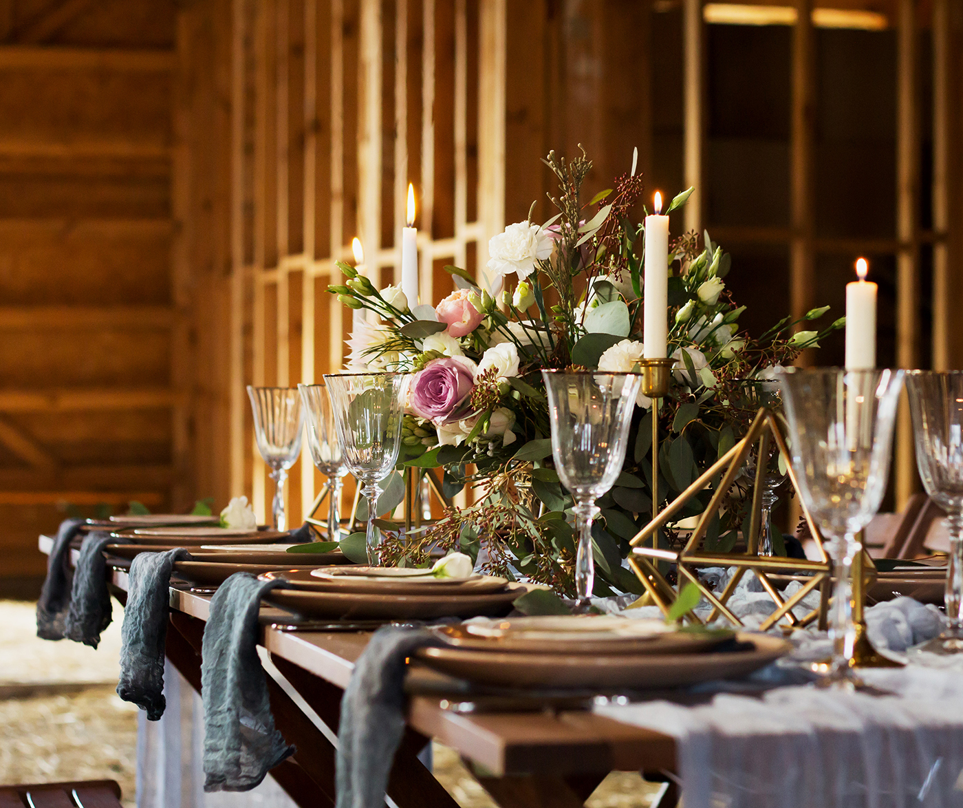 A wedding reception table.