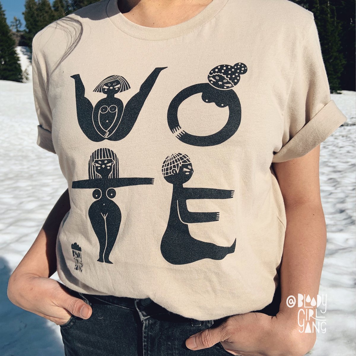 A shirt with the letters L O V E printed on it.