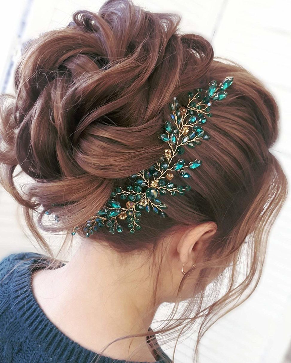 emerald green crystal hair clip wedding headpiece