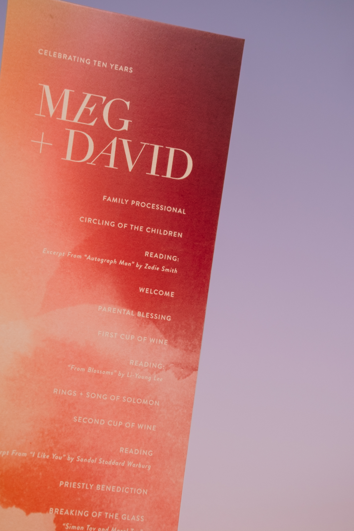 Meg & David's Wedding Program