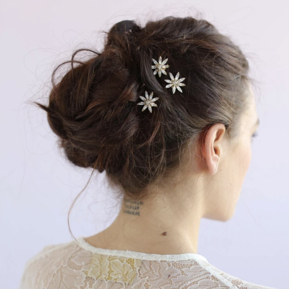 Mini crystal starburst bobby pins wedding headpiece