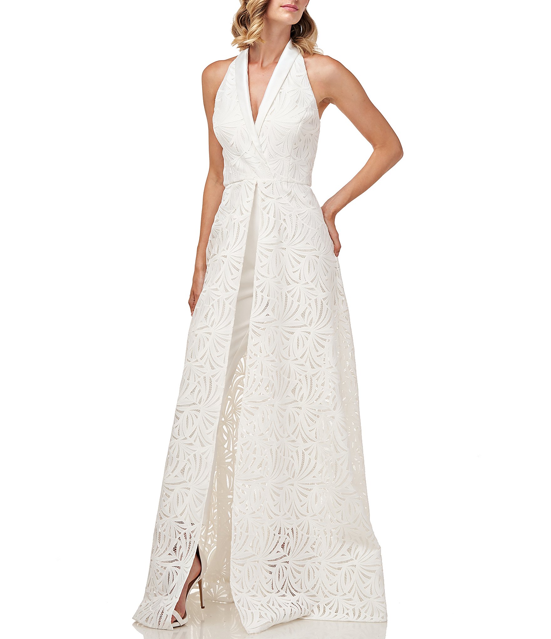 Lace skirt overlay and you know this wedding jumpsuit is the best of all worlds.