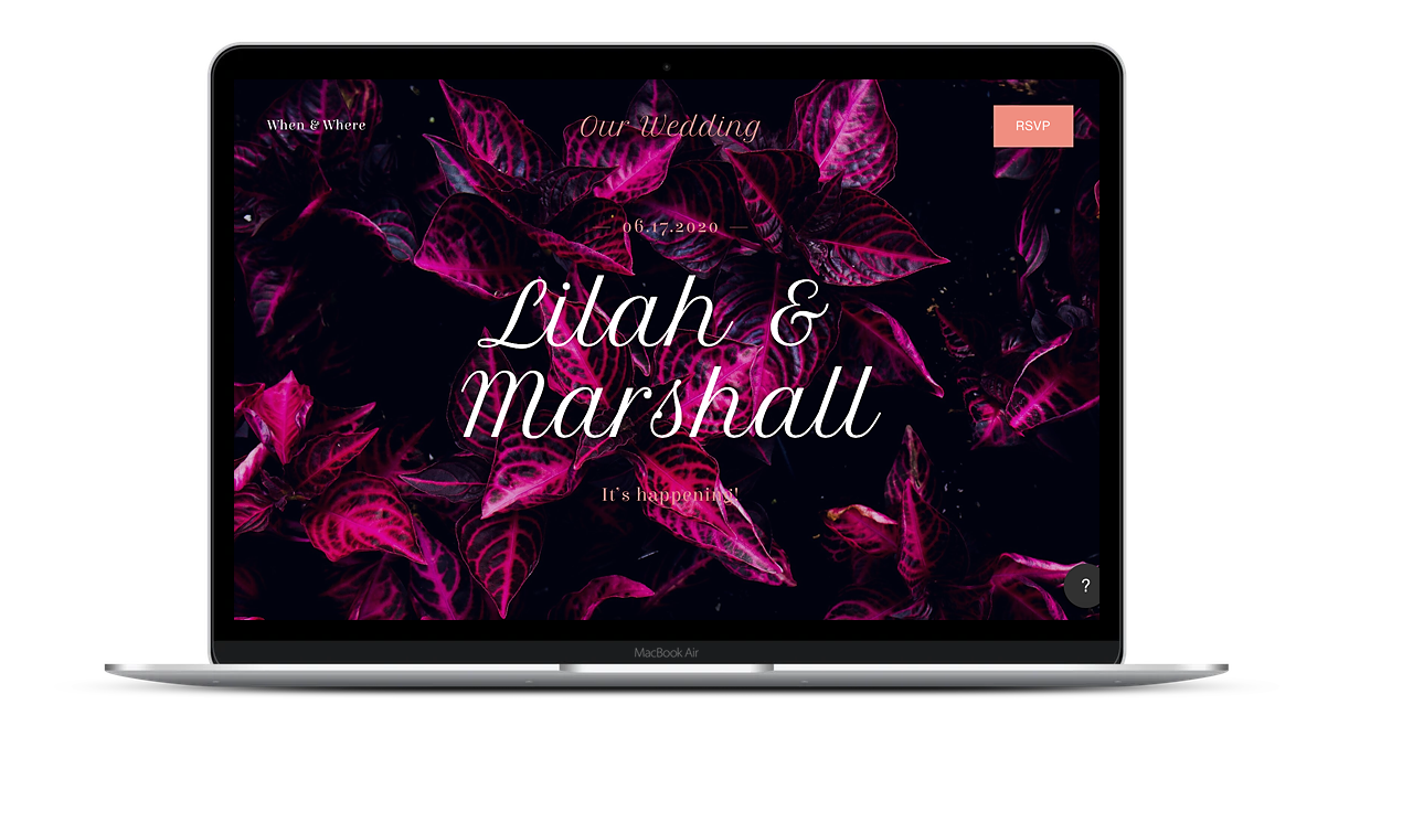 A moody glamorous wedding website template on Squarespace.