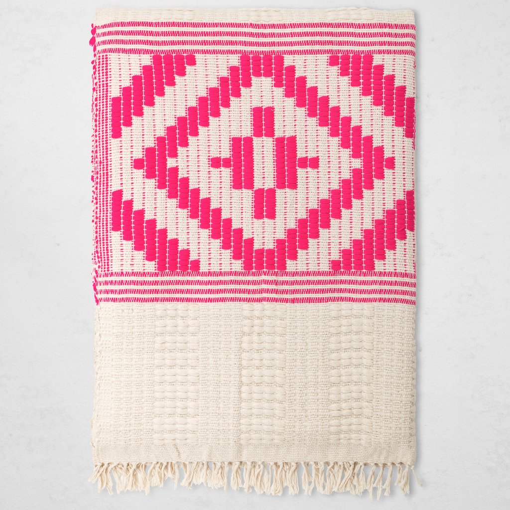 hot pink woven blanket