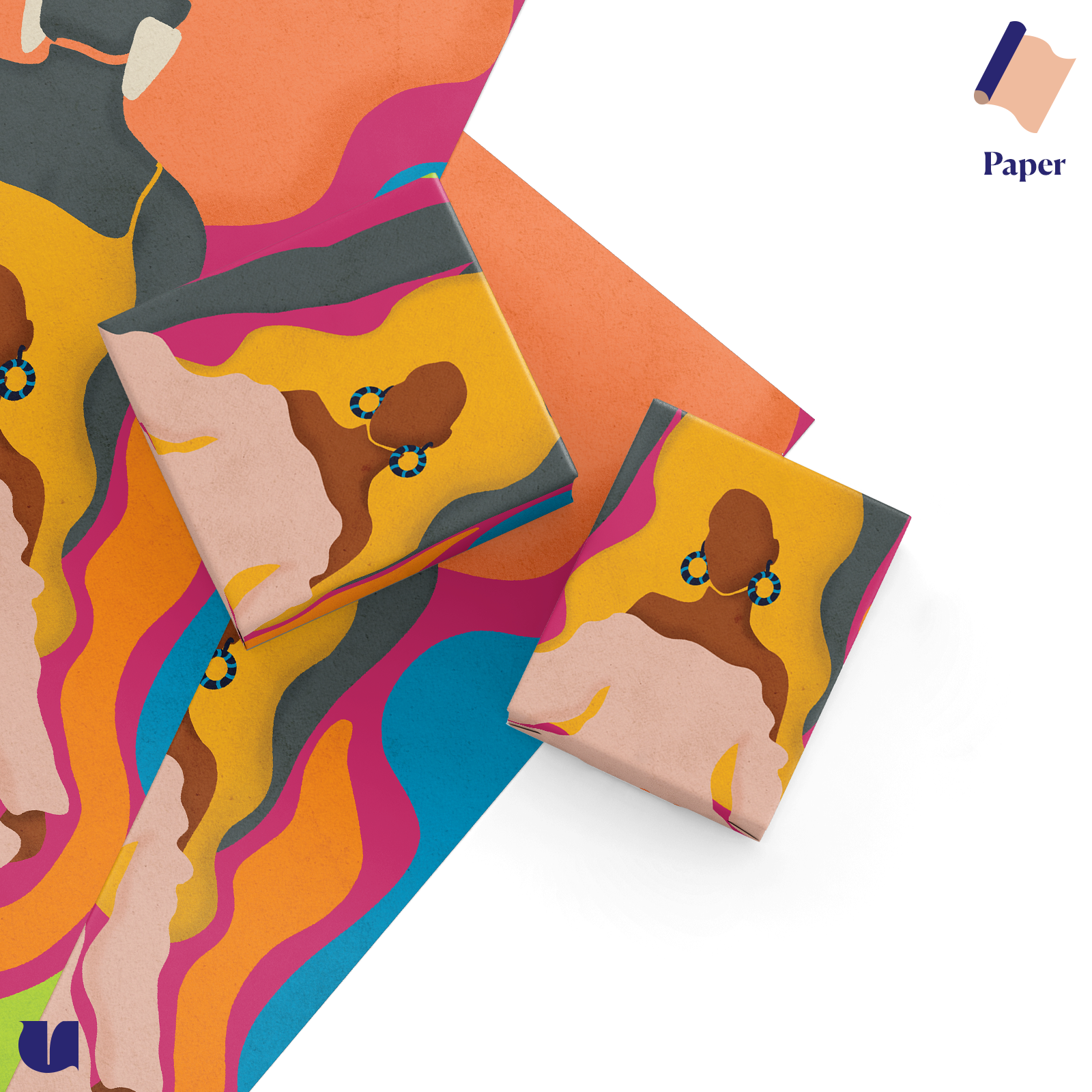 wrapping paper printed with blonde haired black woman