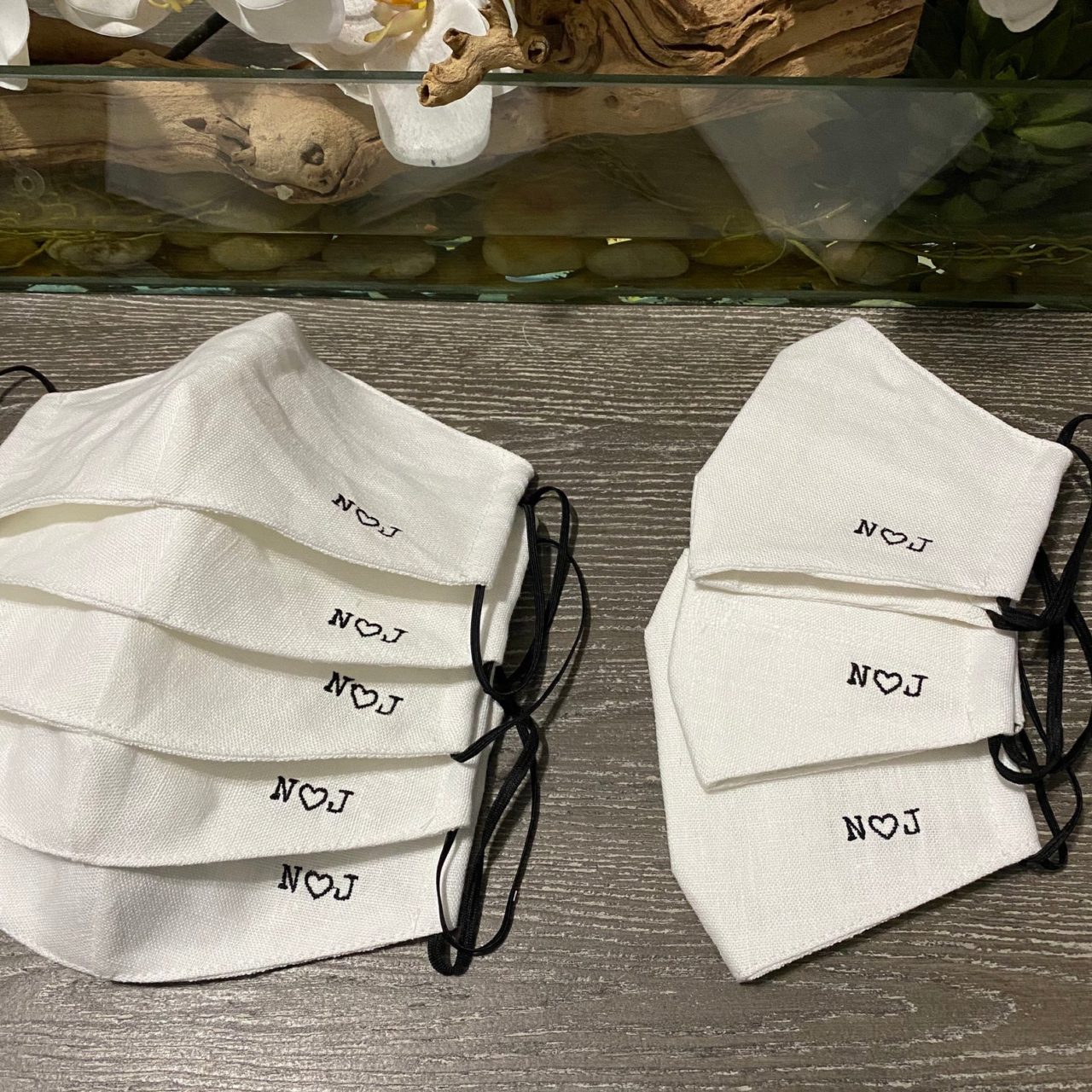 Custom Wedding Guest Facemasks with couple's initials
