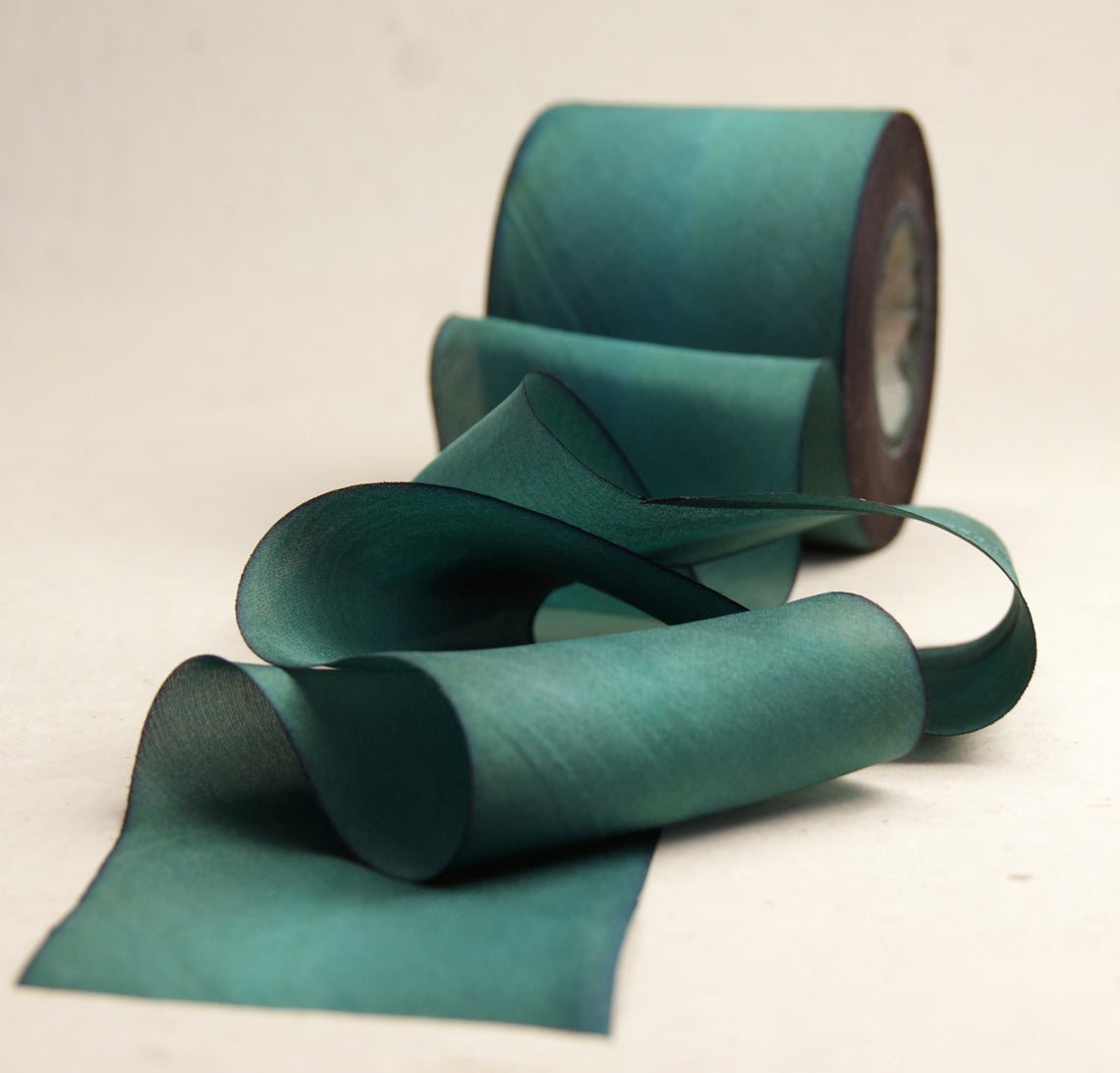 wide forest green silk ribbon