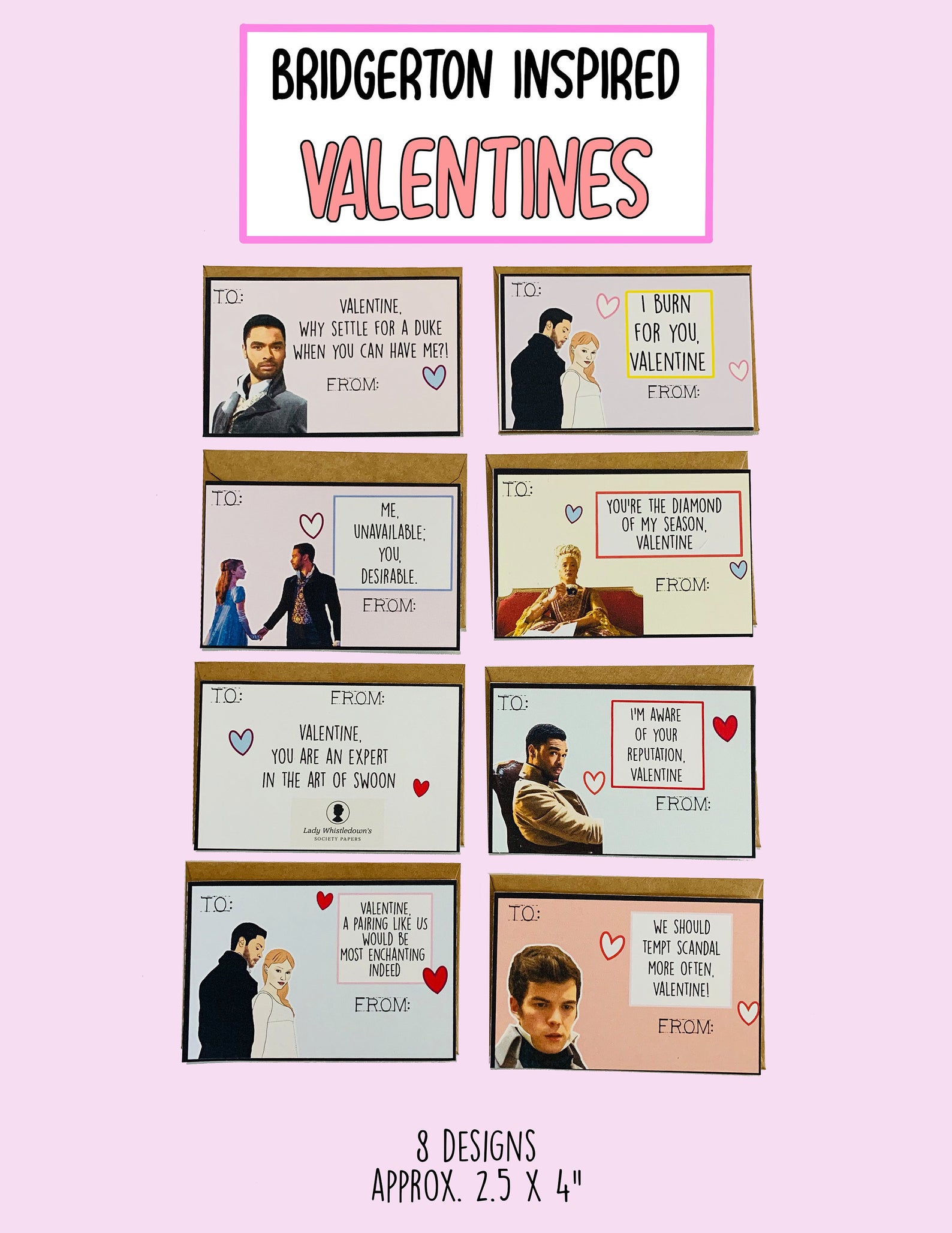 Bridgerton Valentine's Day Card set