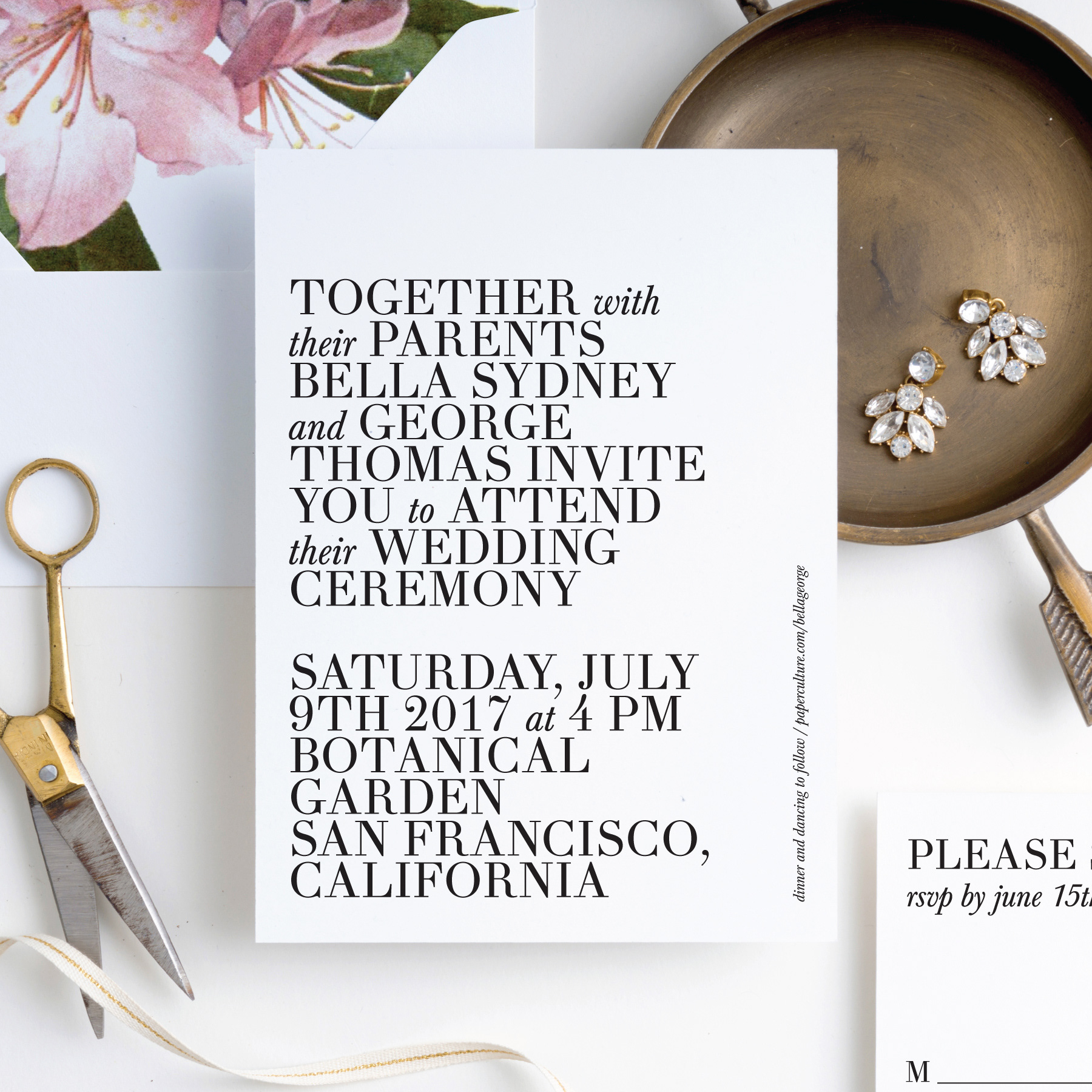 white and black bold typography invitation