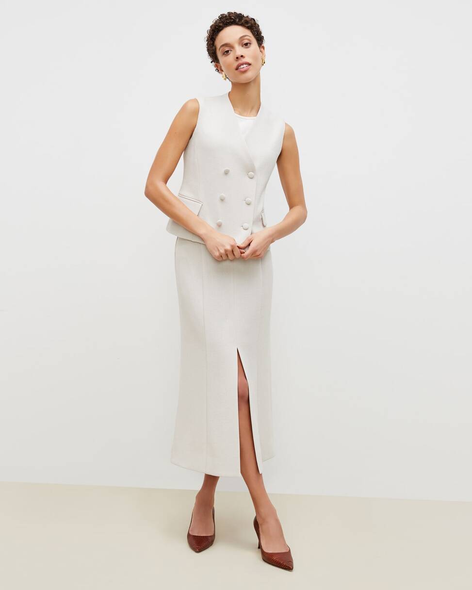 classic off-white courthouse wedding outfit
