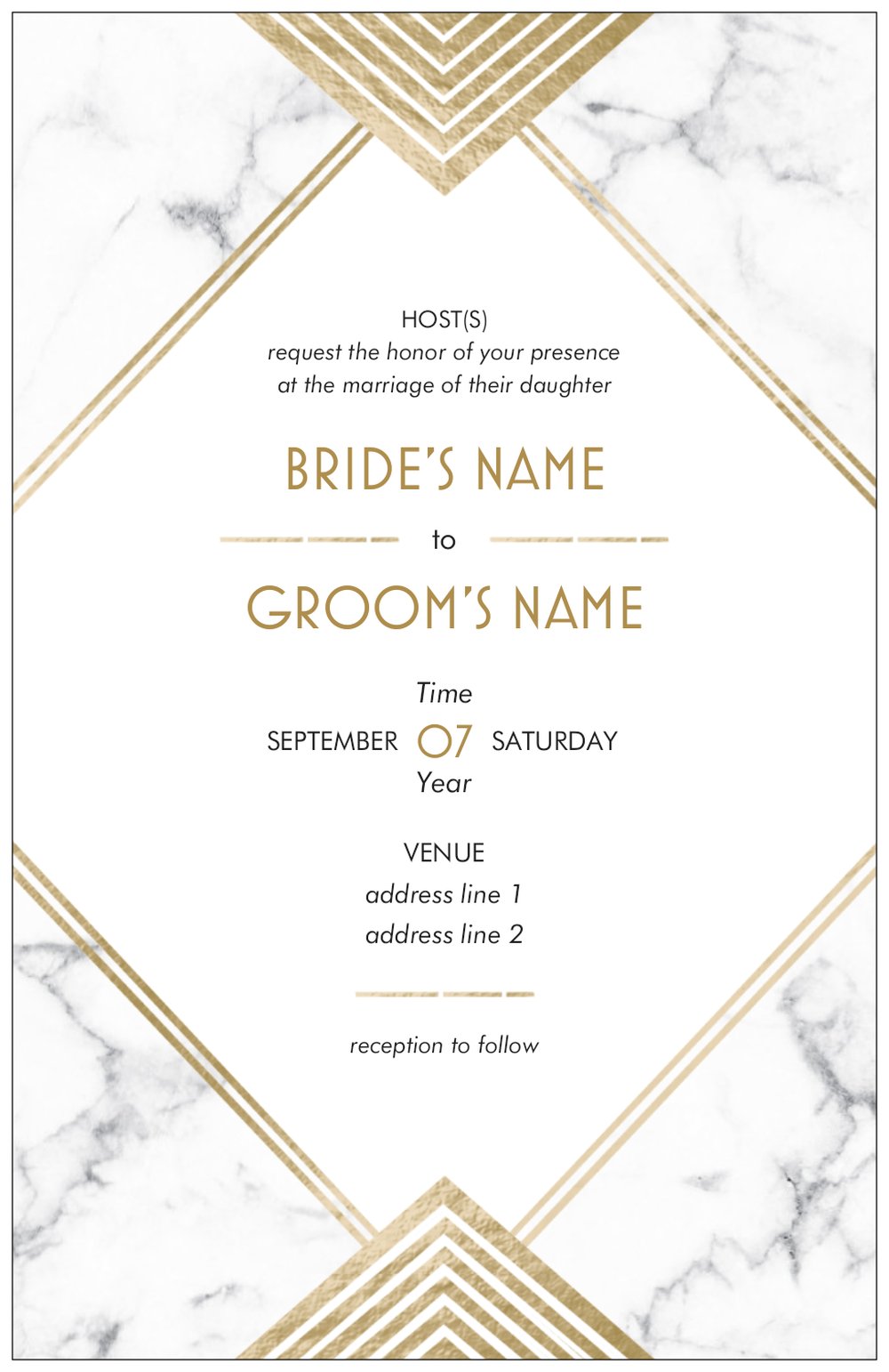 cheap wedding invitation in gatsby style