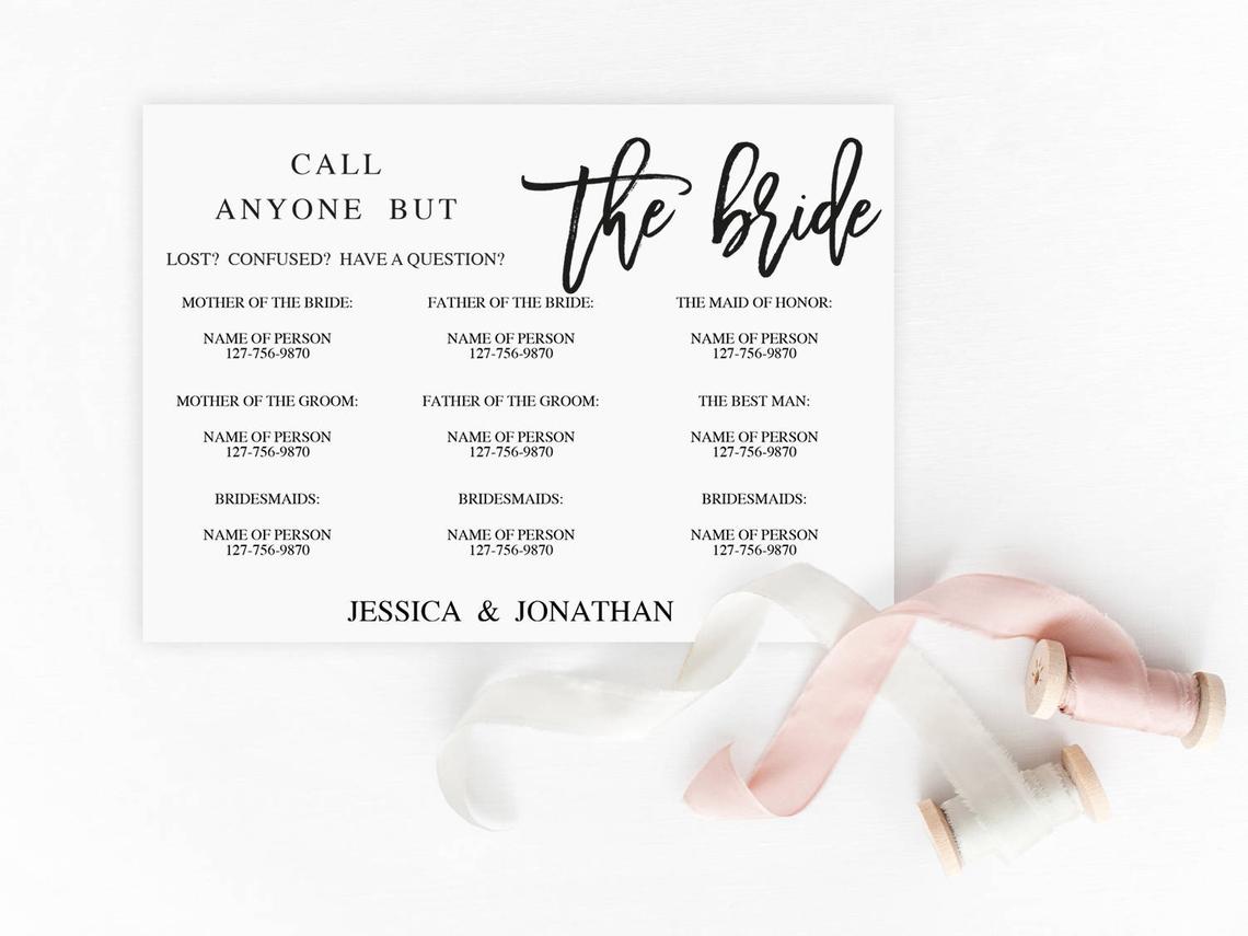 call anyone but the bride card
