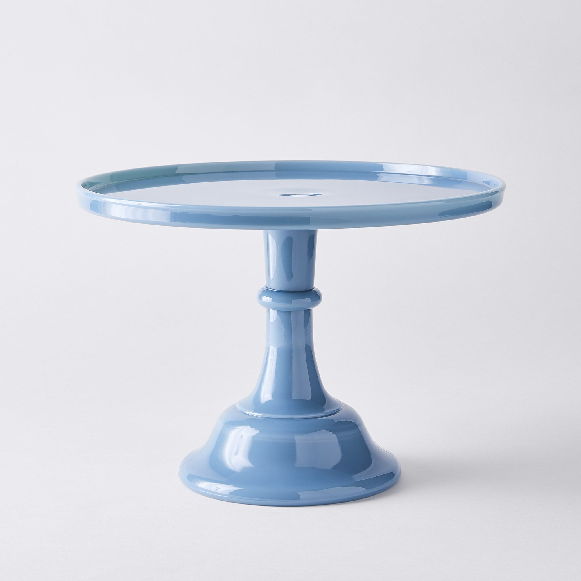blue glass cake stand